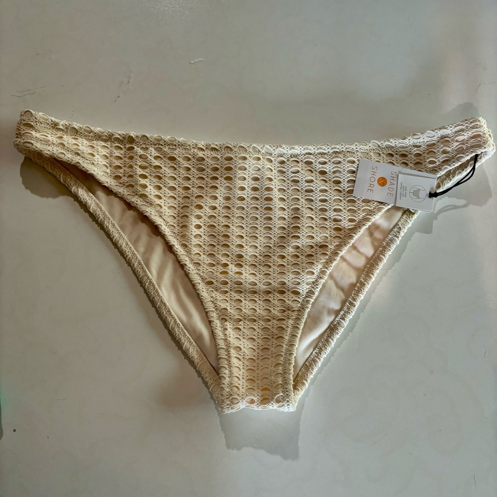 NWT Shade And Shore Womens Bikini Bottom Extra Large Beige Tan Crochet Cheeky